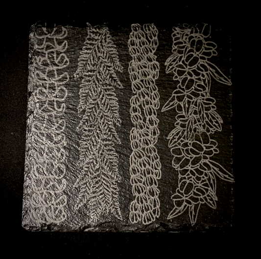 Leis of Hawaiʻi Slate Coaster
